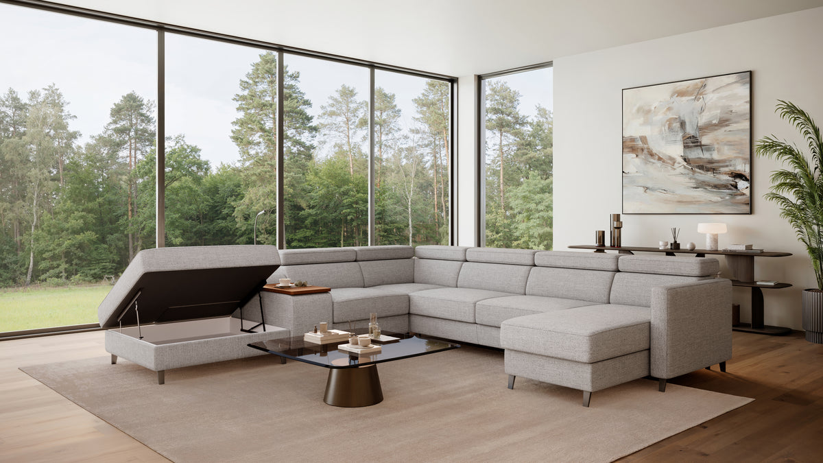 Zuwa Corner Sofa Bed with Recliner & Mini Bar