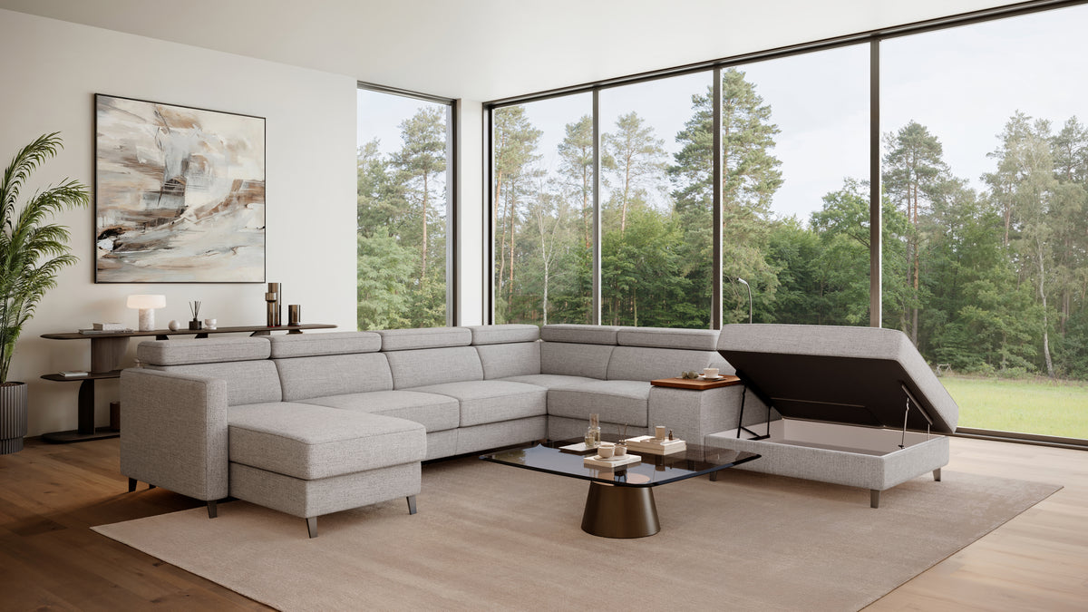Zuwa Corner Sofa Bed with Recliner & Mini Bar