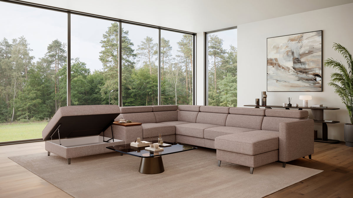 Zuwa Corner Sofa Bed with Recliner & Mini Bar