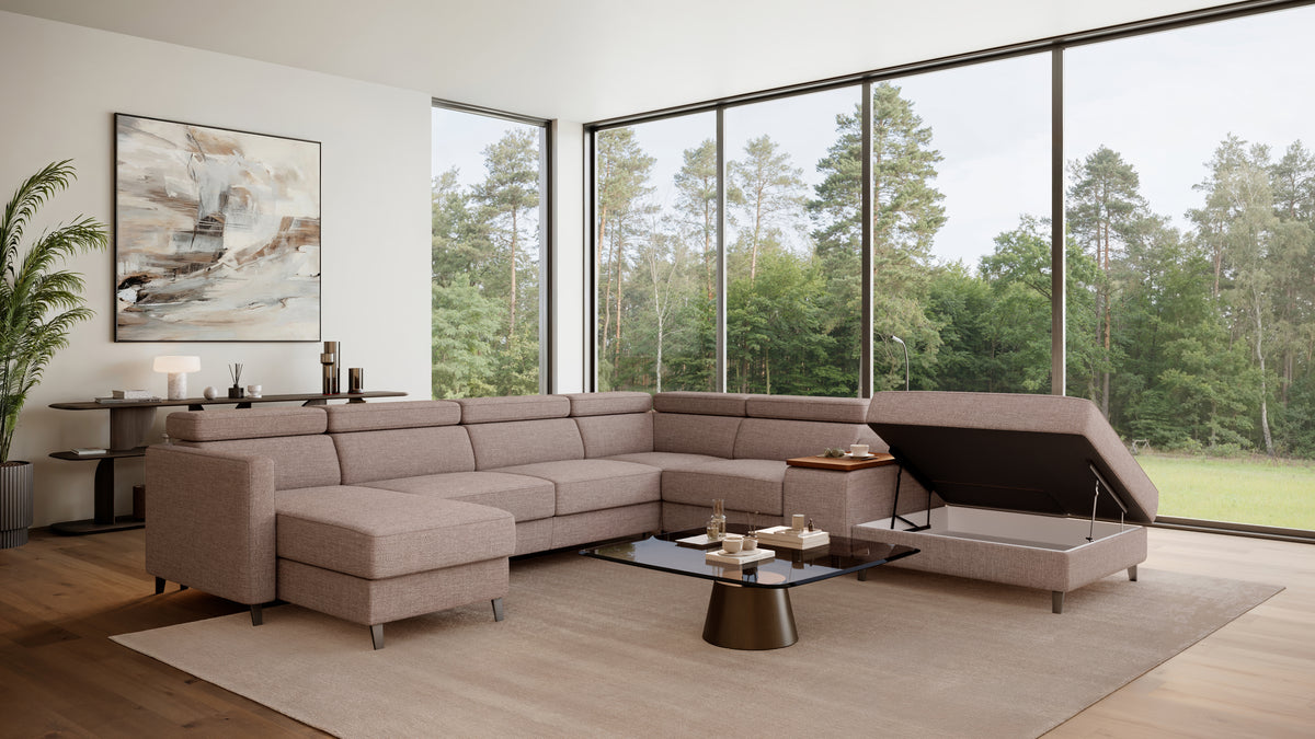 Zuwa Corner Sofa Bed with Recliner & Mini Bar