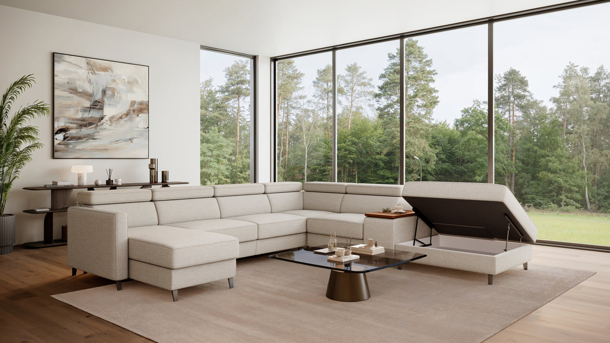 Zuwa Corner Sofa Bed with Recliner & Mini Bar