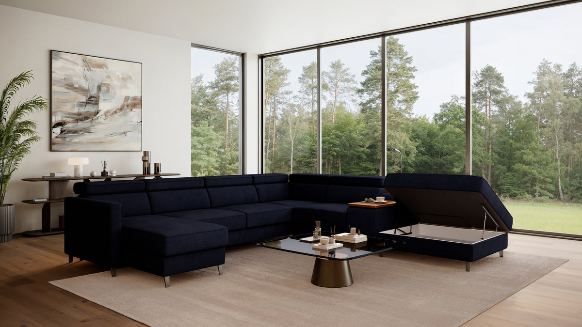 Zuwa Corner Sofa Bed with Recliner & Mini Bar