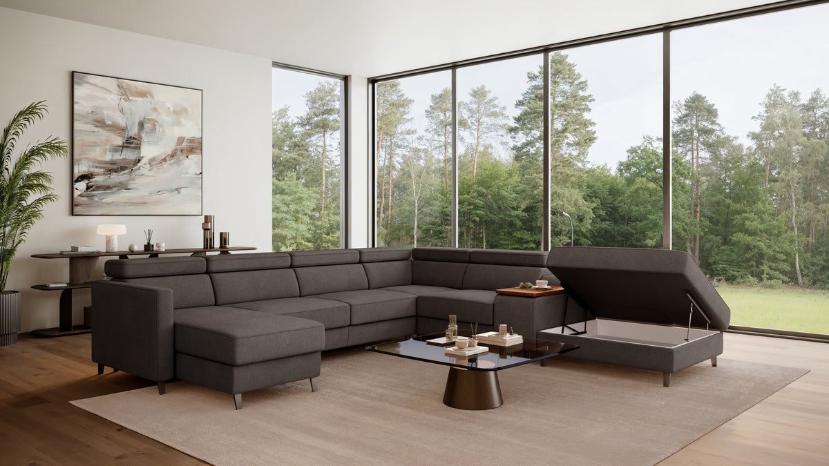 Zuwa Corner Sofa Bed with Recliner & Mini Bar