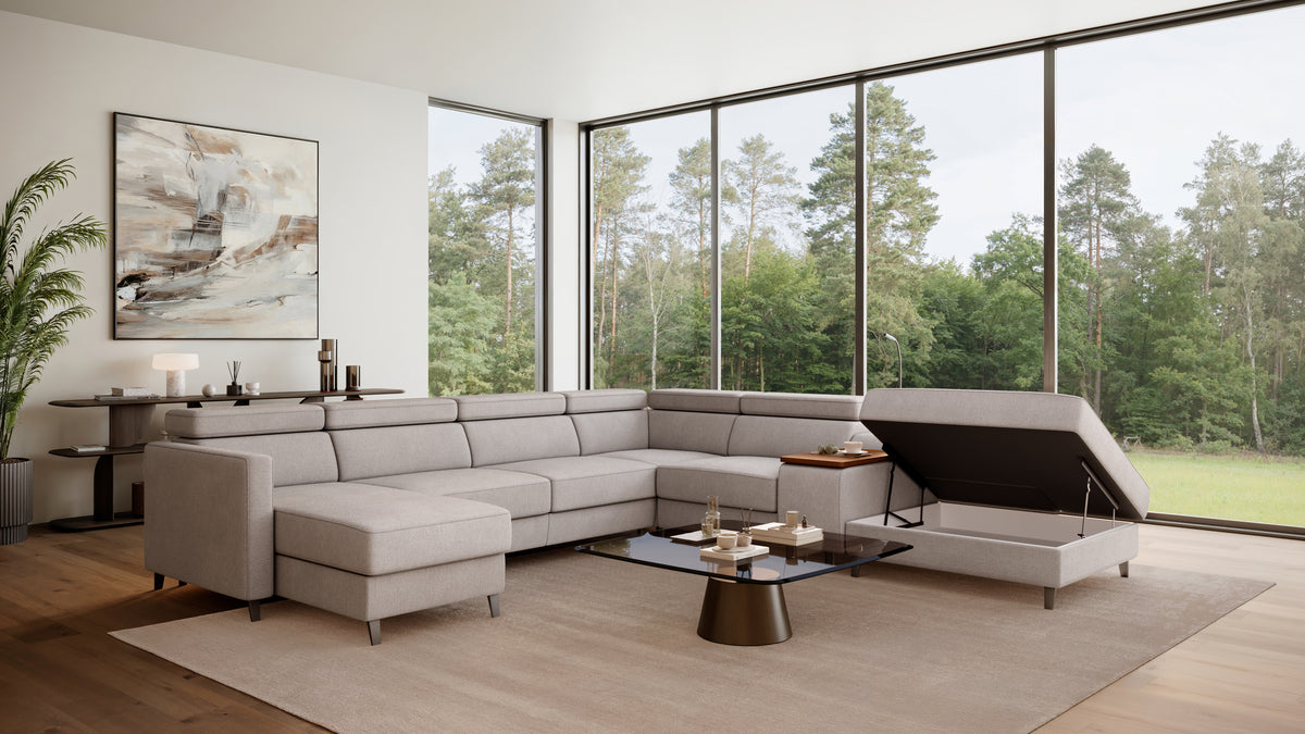 Zuwa Corner Sofa Bed with Recliner & Mini Bar