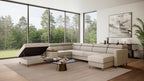 Zuwa Corner Sofa Bed with Recliner & Mini Bar