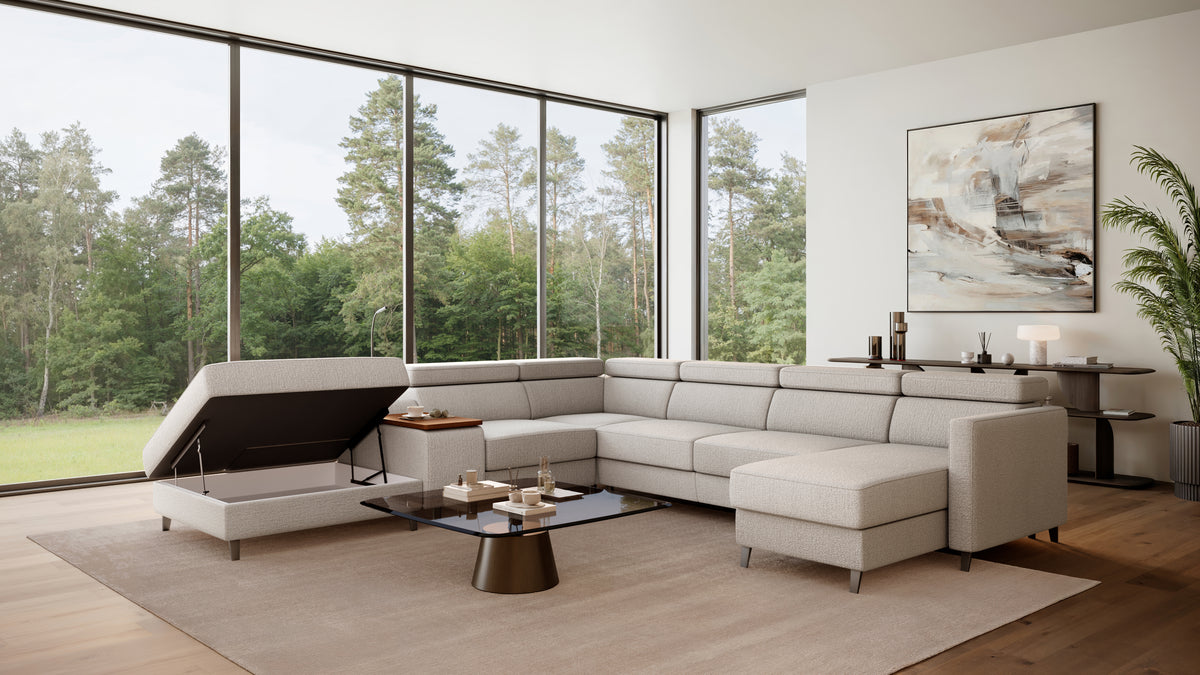 Zuwa Corner Sofa Bed with Recliner & Mini Bar