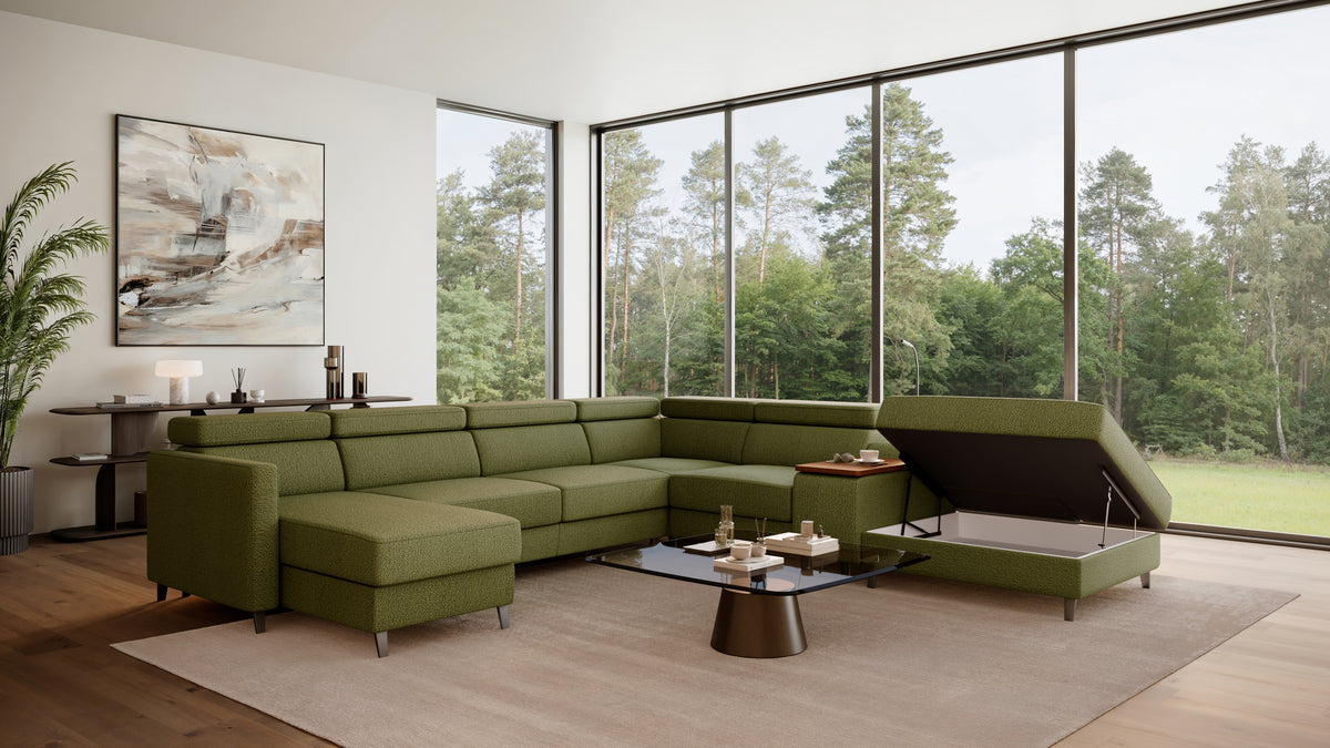 Zuwa Corner Sofa Bed with Recliner & Mini Bar