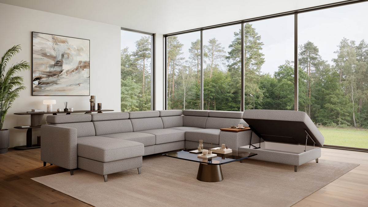 Zuwa Corner Sofa Bed with Recliner & Mini Bar