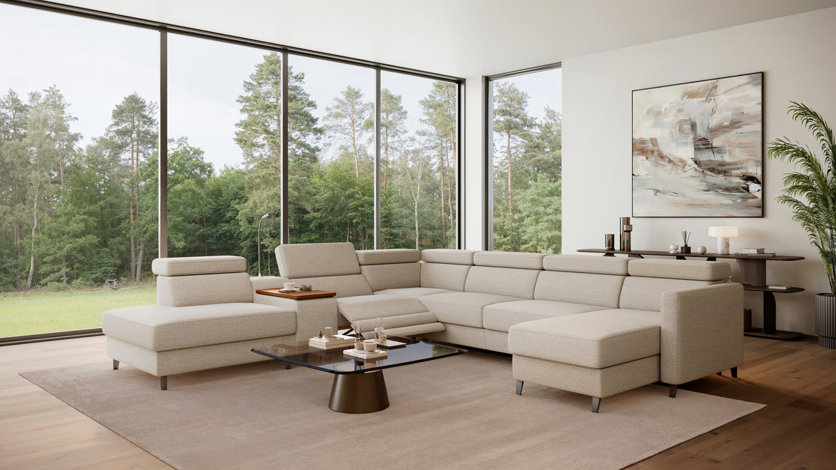 Zuwa Corner Sofa Bed with Recliner & Mini Bar