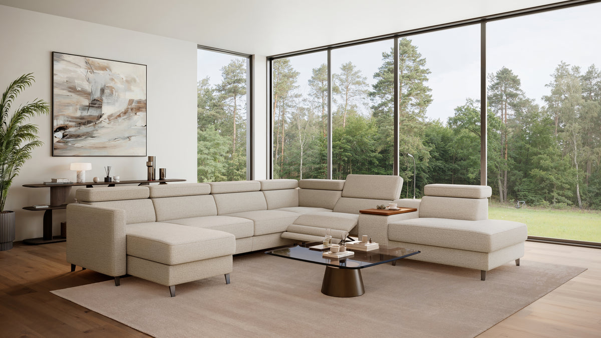Zuwa Corner Sofa Bed with Recliner & Mini Bar