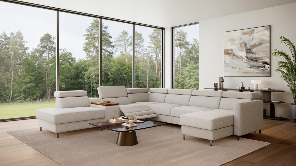 Zuwa Corner Sofa Bed with Recliner & Mini Bar
