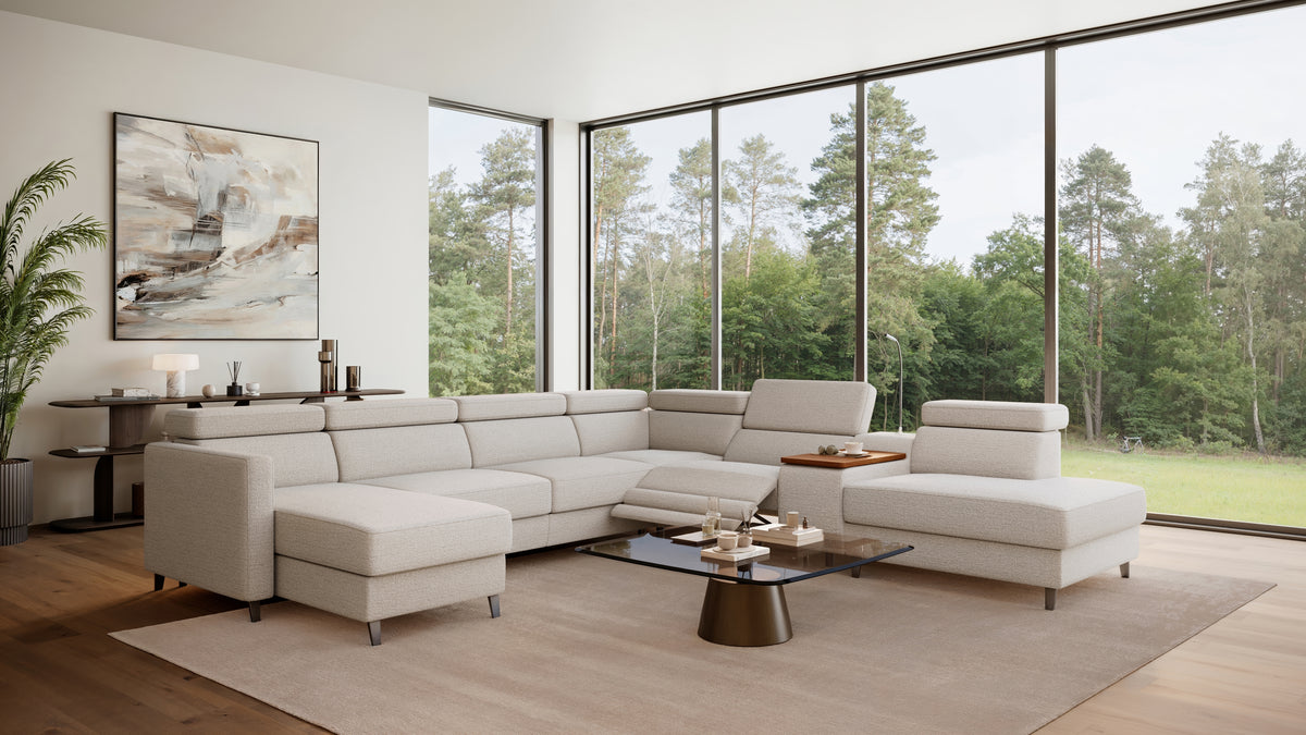 Zuwa Corner Sofa Bed with Recliner & Mini Bar