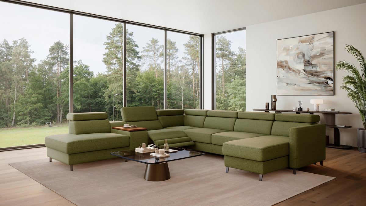 Zuwa Corner Sofa Bed with Recliner & Mini Bar