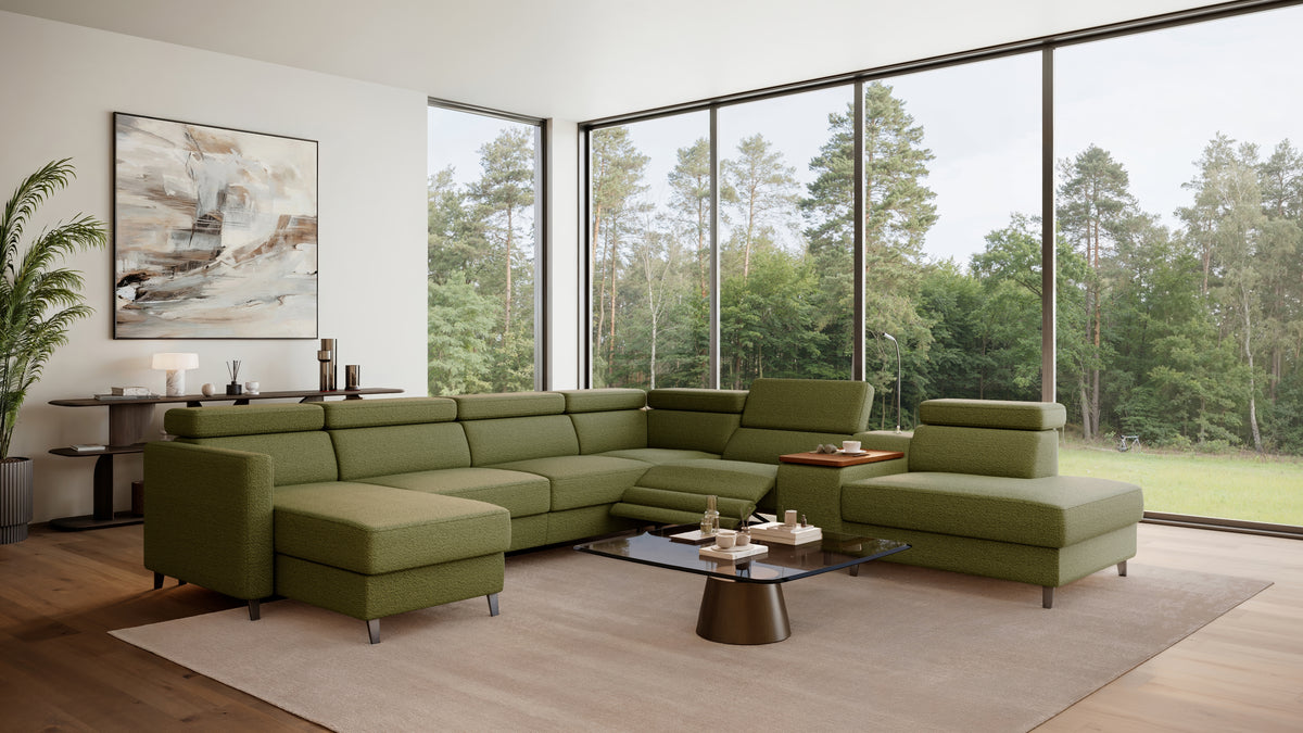 Zuwa Corner Sofa Bed with Recliner & Mini Bar
