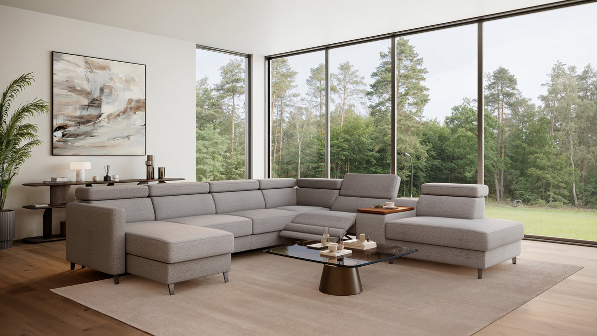 Zuwa Corner Sofa Bed with Recliner & Mini Bar