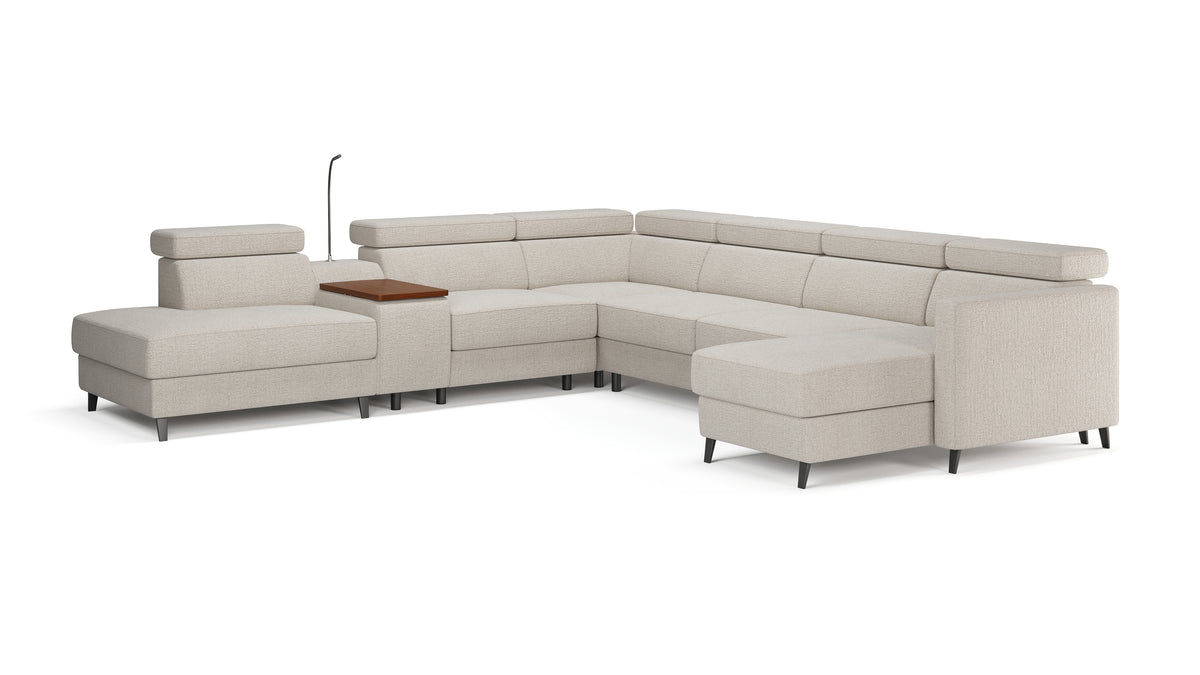 Zuwa Corner Sofa Bed with Recliner & Mini Bar