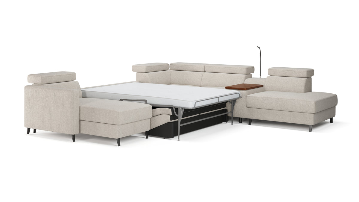 Zuwa Corner Sofa Bed with Recliner & Mini Bar