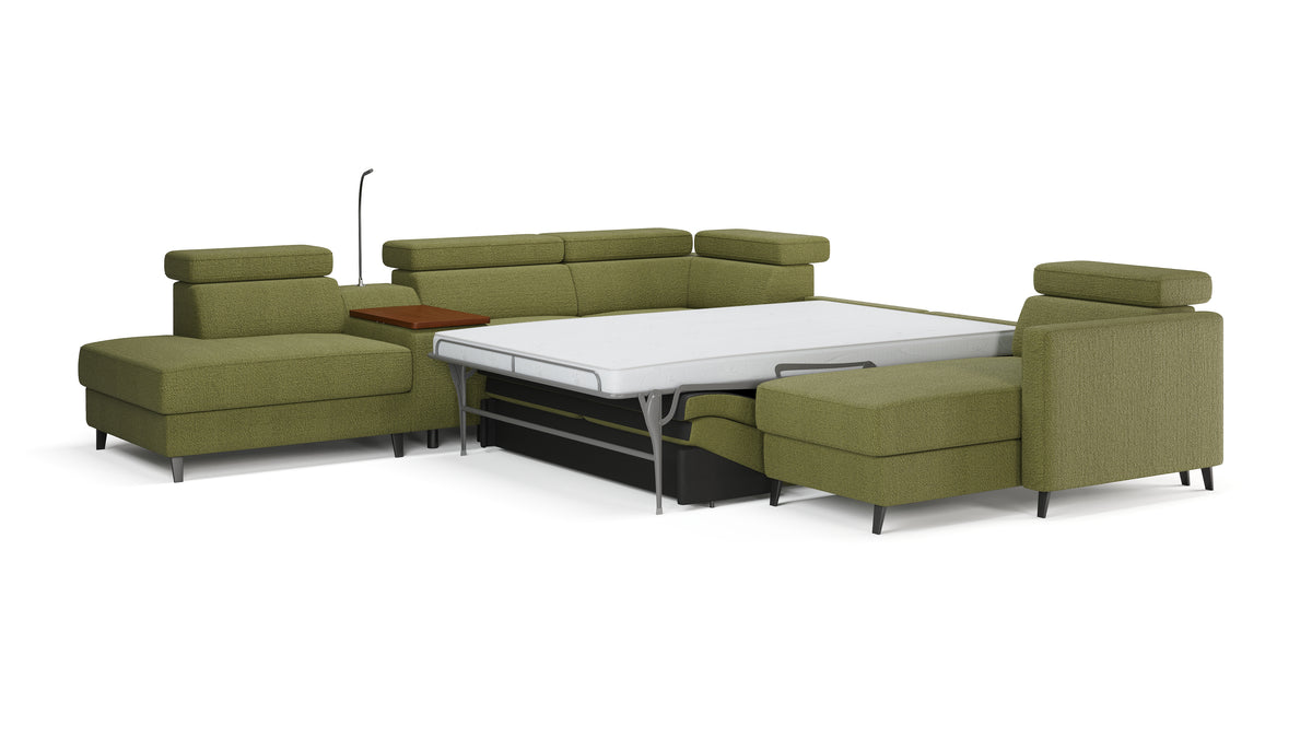 Zuwa Corner Sofa Bed with Recliner & Mini Bar