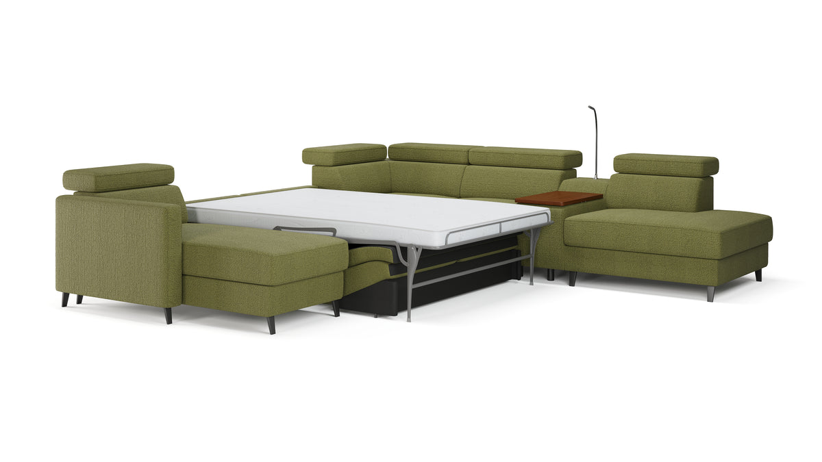 Zuwa Corner Sofa Bed with Recliner & Mini Bar