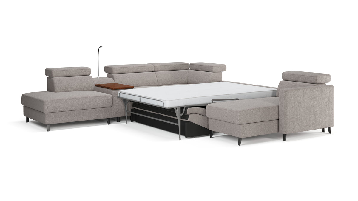 Zuwa Corner Sofa Bed with Recliner & Mini Bar