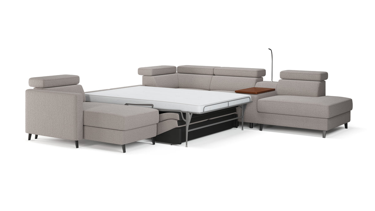 Zuwa Corner Sofa Bed with Recliner & Mini Bar